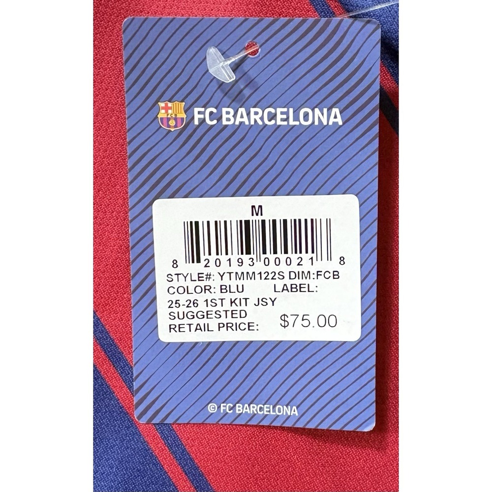 FCB Barcelona Men's Soccer Futbol Team Jersey Size Medium Blue & Red NWT -1941 - Picture 7 of 9